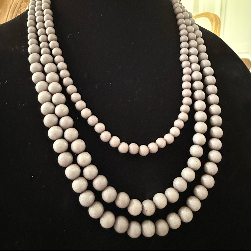 Gray Multi Strand Beaded Necklace